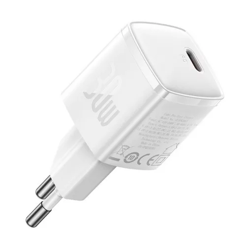 BASEUS CUBE PRO hálózati töltő Type-C aljzat (30W, GaN5, PD gyorstöltő) FEHÉR