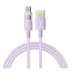 BASEUS DISPLAY II adatkábel (USB - Type-C, 100W, gyorstöltő, cipőfűző, LED kijelző, 100cm) LILA