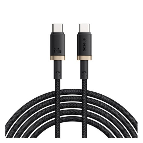 BASEUS DURA adatkábel (Type-C - Type-C, 240W, PD gyorstöltő, cipőfűző, 100cm) ARANY/FEKETE