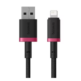   BASEUS DURA adatkábel (USB - lightning, 2.4A, gyorstöltő, cipőfűző, 200cm) PIROS/FEKETE