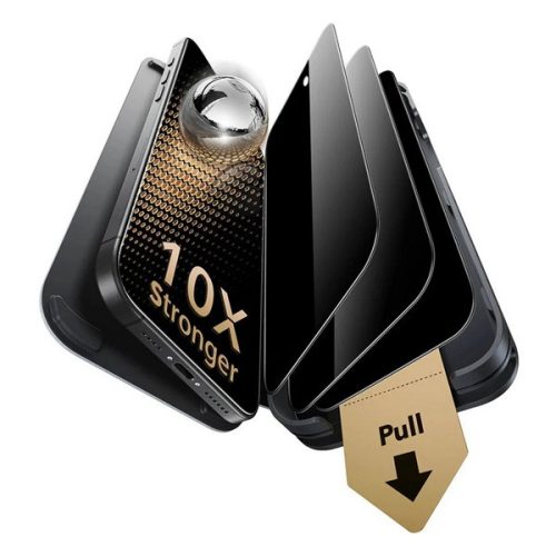 ESR CORNING GORILLA GLASS ULTRAFIT PRIVACY képernyővédő üveg 3db (2.5D, 9H, betekintés ellen + segédkeret) ÁTLÁTSZÓ