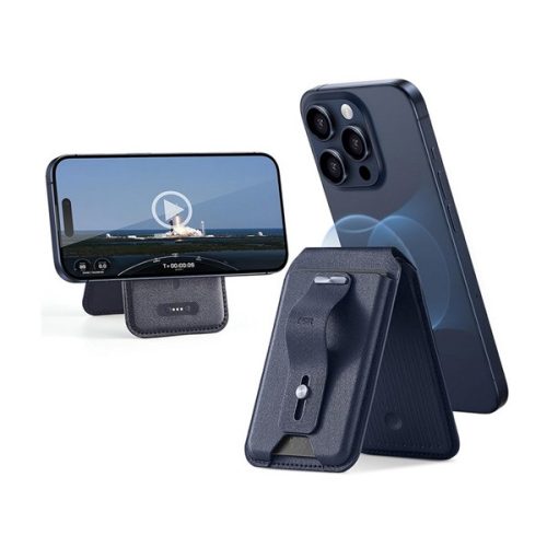 ESR HOLDER HALOLOCK műanyag tok (nyomkövető, valós idejű nyomkövetés, iOS kompatibilis, kitámasztó, MagSafe) FEKETE