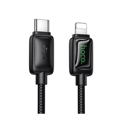 HOCO U146 adatkábel (Type-C - lightning, 30W, PD gyorstöltő, LED kijelző, 120cm) FEKETE