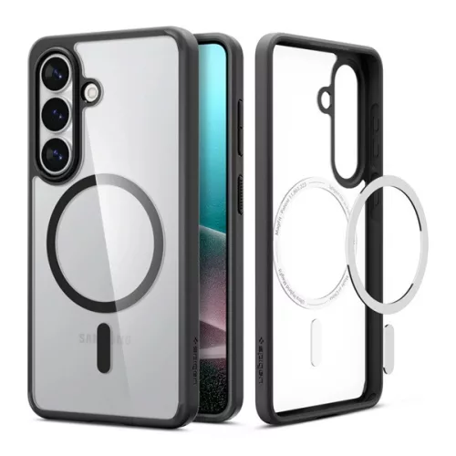 SPIGEN ULTRA HYBRID MAG műanyag telefonvédő (ütésállóság, légpárnás keret, MagSafe) FEKETE