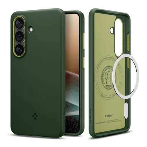 SPIGEN NANO POP szilikon telefonvédő (kameravédő, MagSafe) SÖTÉTZÖLD