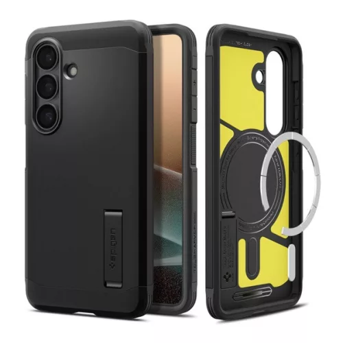 SPIGEN TOUGH ARMOR MAG műanyag telefonvédő (ütésállóság, kitámasztó, MagSafe) FEKETE