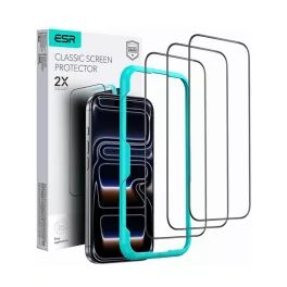   ESR CLASSIC képernyővédő üveg 3db (2.5D, 9H + segédkeret) FEKETE