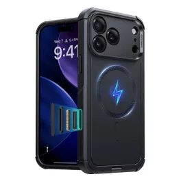   ESR CYBER HALOLOCK defender műanyag telefonvédő (erős ütésállóság, légpárnás sarok, MagSafe) FEKETE
