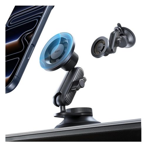 ESR OMNILOCK autós tartó (műszerfalra, szélvédőre, öntapadó, állítható, 360°, mágneses) FEKETE