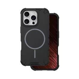   Defender műanyag telefonvédő (ütésállóság, légpárnás sarok, matt, szilikon belső, MagSafe) FEKETE