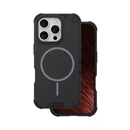 Defender műanyag telefonvédő (ütésállóság, légpárnás sarok, matt, szilikon belső, MagSafe) FEKETE