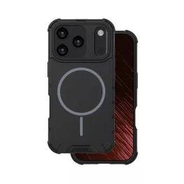   Defender műanyag telefonvédő (ütésállóság, légpárnás sarok, matt, szilikon belső, MagSafe) FEKETE