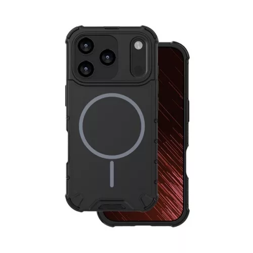 Defender műanyag telefonvédő (ütésállóság, légpárnás sarok, matt, szilikon belső, MagSafe) FEKETE
