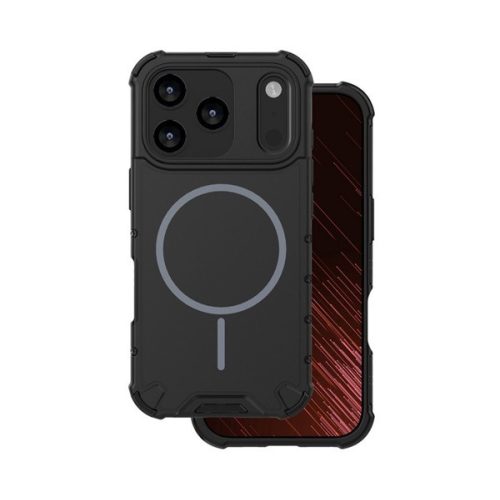 Defender műanyag telefonvédő (ütésállóság, légpárnás sarok, matt, szilikon belső, MagSafe) FEKETE