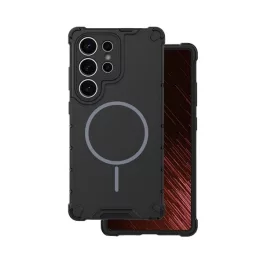   Defender műanyag telefonvédő (ütésállóság, légpárnás sarok, matt, szilikon belső, MagSafe) FEKETE