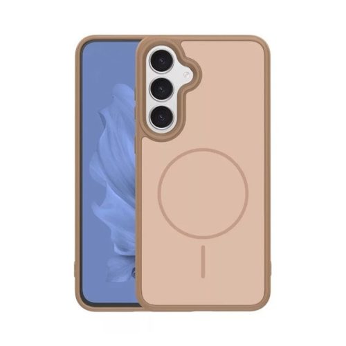 Szilikon telefonvédő (műanyag hátlap, ütésállóság, légpárnás sarok, kameravédő, MagSafe) BARNA