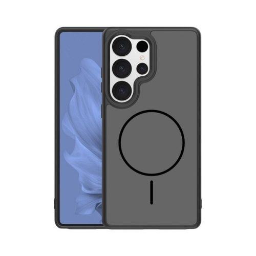 Szilikon telefonvédő (műanyag hátlap, ütésállóság, légpárnás sarok, kameravédő, MagSafe) FEKETE