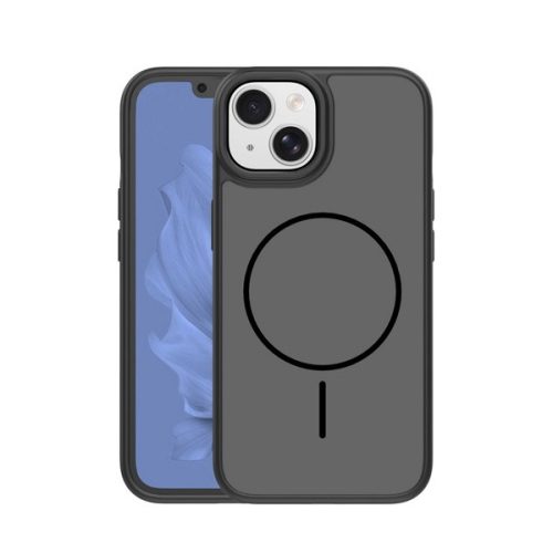 Szilikon telefonvédő (műanyag hátlap, ütésállóság, légpárnás sarok, kameravédő, MagSafe) FEKETE