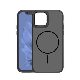   Szilikon telefonvédő (műanyag hátlap, ütésállóság, légpárnás sarok, kameravédő, MagSafe) FEKETE