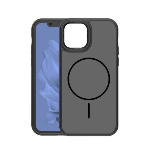 Szilikon telefonvédő (műanyag hátlap, ütésállóság, légpárnás sarok, kameravédő, MagSafe) FEKETE