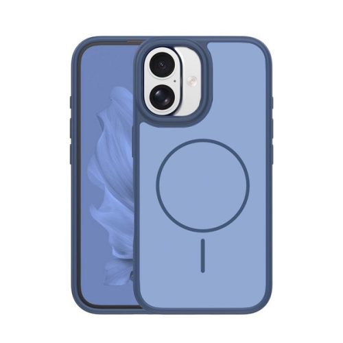 Szilikon telefonvédő (műanyag hátlap, ütésállóság, légpárnás sarok, kameravédő, MagSafe) SÖTÉTKÉK