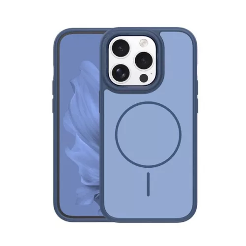 Szilikon telefonvédő (műanyag hátlap, ütésállóság, légpárnás sarok, kameravédő, MagSafe) SÖTÉTKÉK