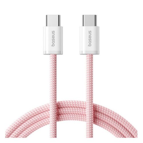 BASEUS DYNAMIC 4 adatkábel (Type-C - Type-C, 100W, PD gyorstöltő, cipőfűző, 200cm) RÓZSASZÍN