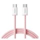 BASEUS DYNAMIC 4 adatkábel (Type-C - Type-C, 100W, PD gyorstöltő, cipőfűző, 200cm) RÓZSASZÍN