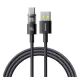 BASEUS DISPLAY II adatkábel (USB - Type-C, 100W, gyorstöltő, cipőfűző, LED kijelző, 100cm) FEKETE