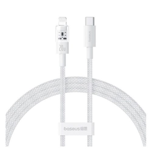 BASEUS GEM adatkábel (USB - lightning, 20W, PD gyorstöltő, cipőfűző, 200cm) FEHÉR