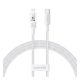 BASEUS GEM adatkábel (USB - lightning, 20W, PD gyorstöltő, cipőfűző, 200cm) FEHÉR