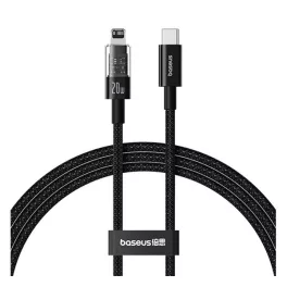   BASEUS GEM adatkábel (USB - lightning, 20W, PD gyorstöltő, cipőfűző, 200cm) FEKETE