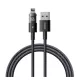 BASEUS DISPLAY II adatkábel (USB - lightning, 2.4A, gyorstöltő, cipőfűző, LED kijelző, 200cm) FEKETE