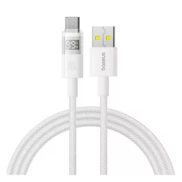   BASEUS DISPLAY II adatkábel (USB - Type-C, 100W, gyorstöltő, cipőfűző, LED kijelző, 200cm) FEHÉR