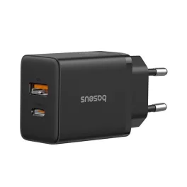   BASEUS CUBE hálózati töltő USB+Type-C aljzat (20W, GaN, PD gyorstöltő 3.0) FEKETE