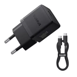   BASEUS PALM 1C hálózati töltő Type-C aljzat (30W, PD gyorstöltő 3.0 + Type-C kábel) FEKETE