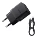 BASEUS PALM 1C hálózati töltő Type-C aljzat (30W, PD gyorstöltő 3.0 + Type-C kábel) FEKETE