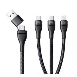   BASEUS FLASH SERIES III adatkábel 3in1 (Type-C/USB - 2 Type-C/lightning, PD gyorstöltő, 100W, 150cm) FEKETE