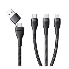   BASEUS FLASH SERIES III adatkábel 3in1 (Type-C/USB - 2 Type-C/lightning, PD gyorstöltő, 100W, 150cm) FEKETE