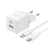 BASEUS PALM hálózati töltő USB+Type-C aljzat (30W, PD gyorstöltő 3.0 + Type-C kábel) FEHÉR