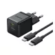 BASEUS PALM hálózati töltő USB+Type-C aljzat (30W, PD gyorstöltő 3.0 + Type-C kábel) FEKETE