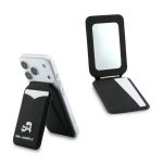 KARL LAGERFELD MIRROR tok, bőr hatású (univerzális, kártyatartó, kitámasztó, tükör, MagSafe) FEKETE
