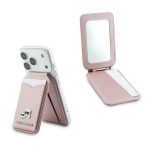 KARL LAGERFELD MIRROR tok, bőr hatású (univerzális, kártyatartó, kitámasztó, tükör, MagSafe) RÓZSASZÍN