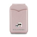 KARL LAGERFELD MIRROR tok, bőr hatású (univerzális, kártyatartó, kitámasztó, tükör, MagSafe) RÓZSASZÍN