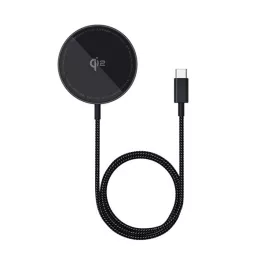   BASEUS SIMPLE MINI4 asztali töltő (15W, wireless, gyorstöltő, mágneses, cipőfűző, Qi2) FEKETE