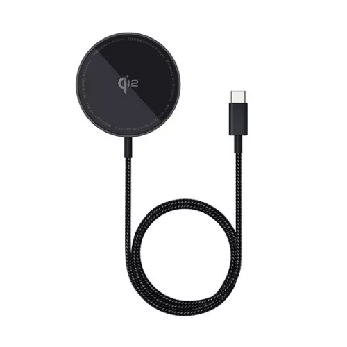 BASEUS SIMPLE MINI4 asztali töltő (15W, wireless, gyorstöltő, mágneses, cipőfűző, Qi2) FEKETE