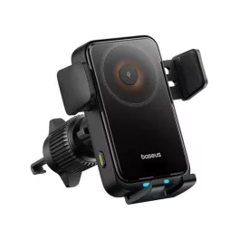   BASEUS WISDOM PRO autós tartó (szellőzőre, automata, 15W, wireless, 360°, 4.7-7.2" méret) FEKETE