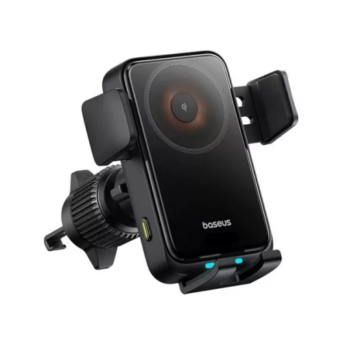 BASEUS WISDOM PRO autós tartó (szellőzőre, automata, 15W, wireless, 360°, 4.7-7.2" méret) FEKETE