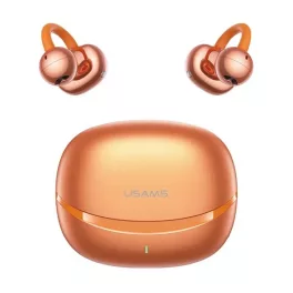   USAMS R3 ECHO bluetooth fülhallgató SZTEREO (v6.0, TWS, fülre csíptethető, zajszűrő, mikrofon + töltőtok) NARANCSSÁRGA