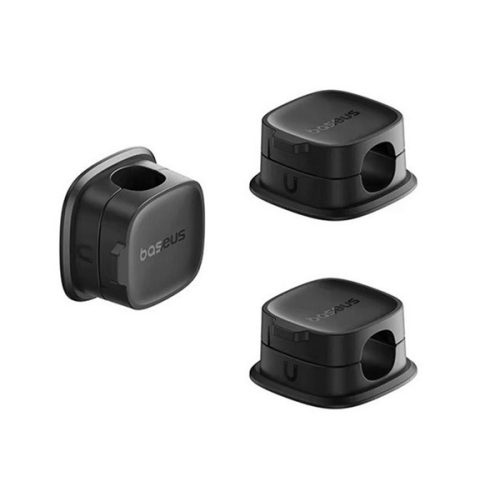 BASEUS LITE kábeltartó/kábelrendező 3db (öntapadó, mágneses kábelrögzítő) FEKETE